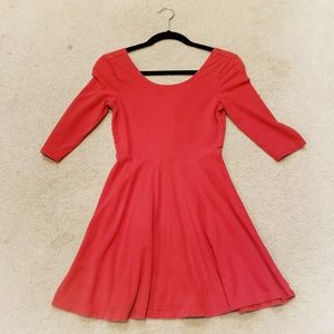 Red Scoop Neck Skater Dress Express